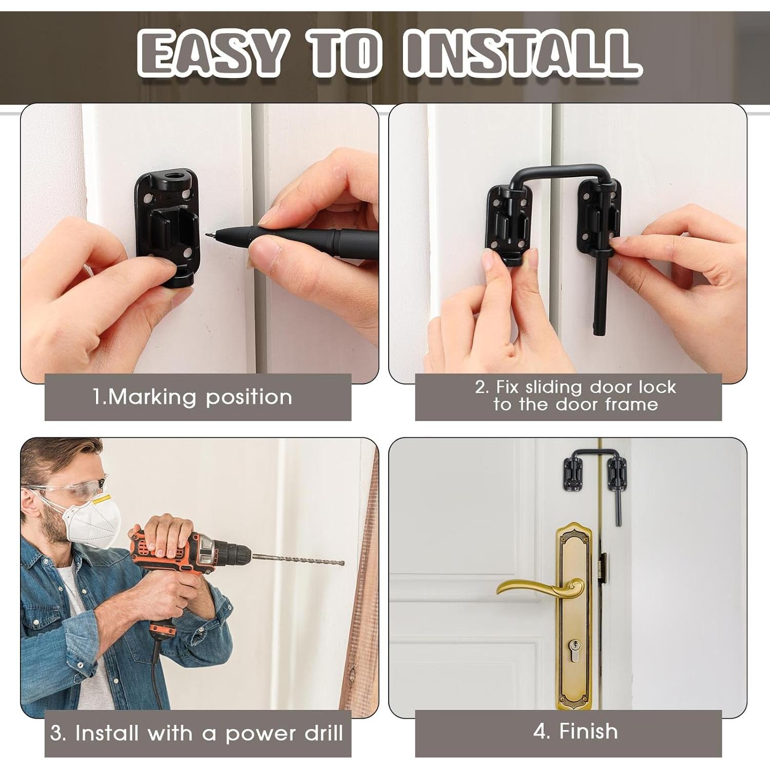 Cerradura de Bucle Hicarer para Puerta Corredera 5.08 cm - Negro