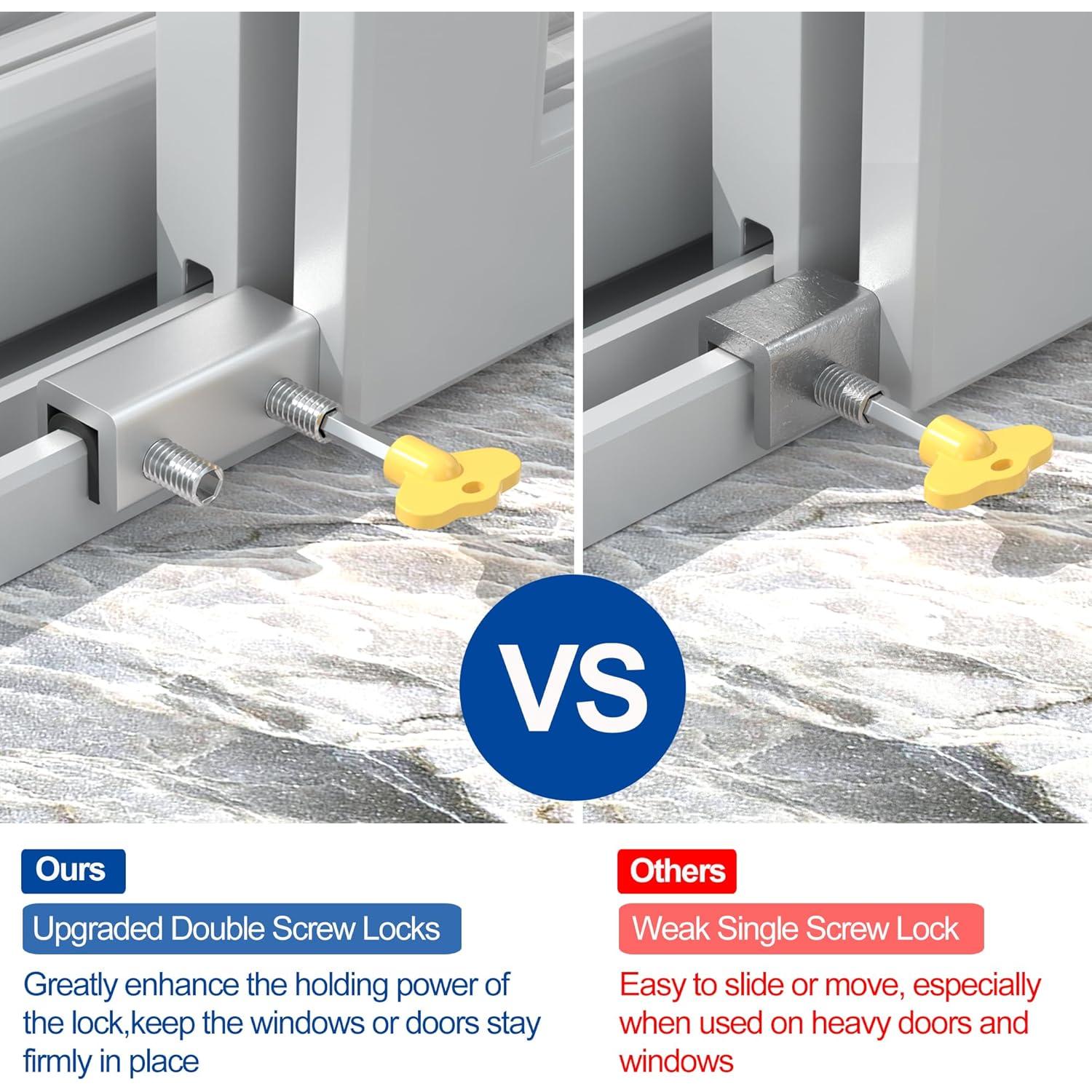 Cerraduras Deslizantes de Seguridad Reliancer - 8 Piezas Aluminio