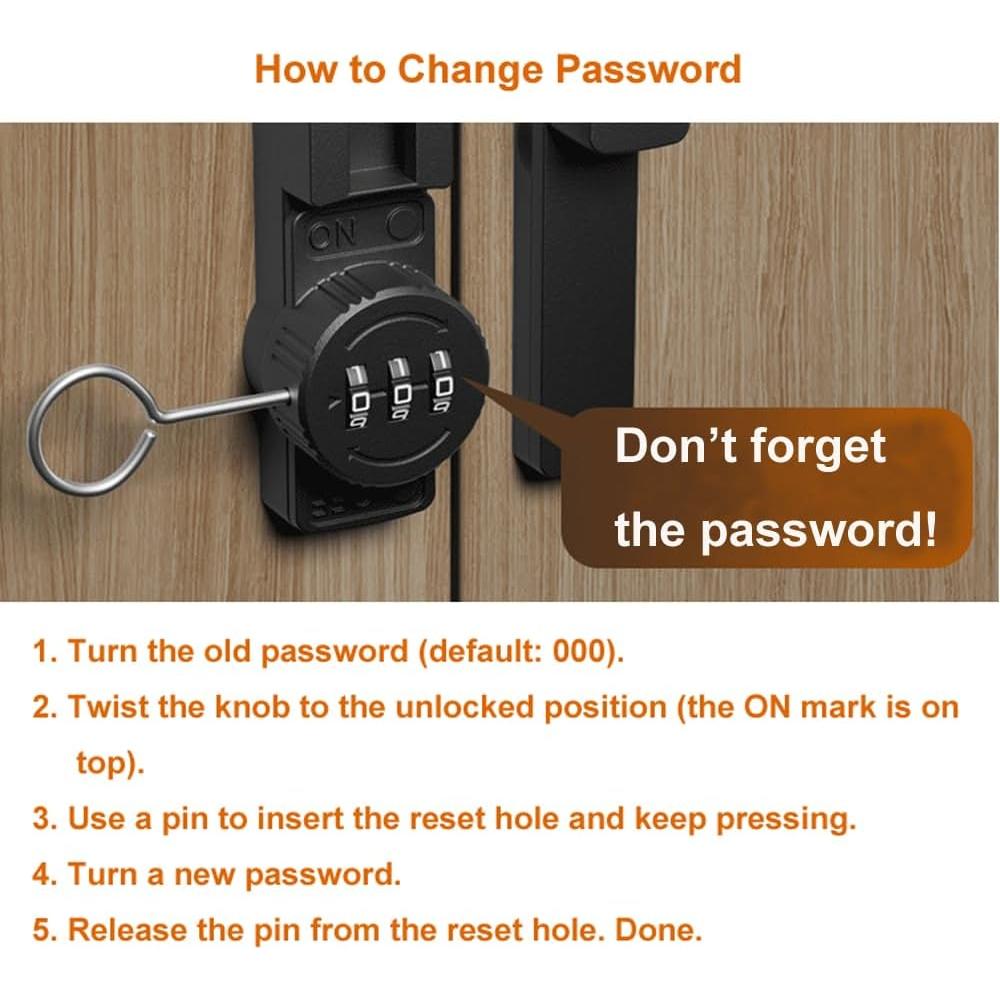 Pestillo Invertido ETEKJOY con Combinación 180 Grados Negro