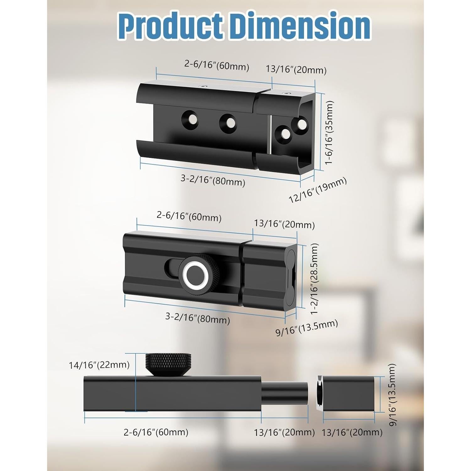 Cerradura de Pestillo Deslizante MeBantoo 7.62 cm Negra