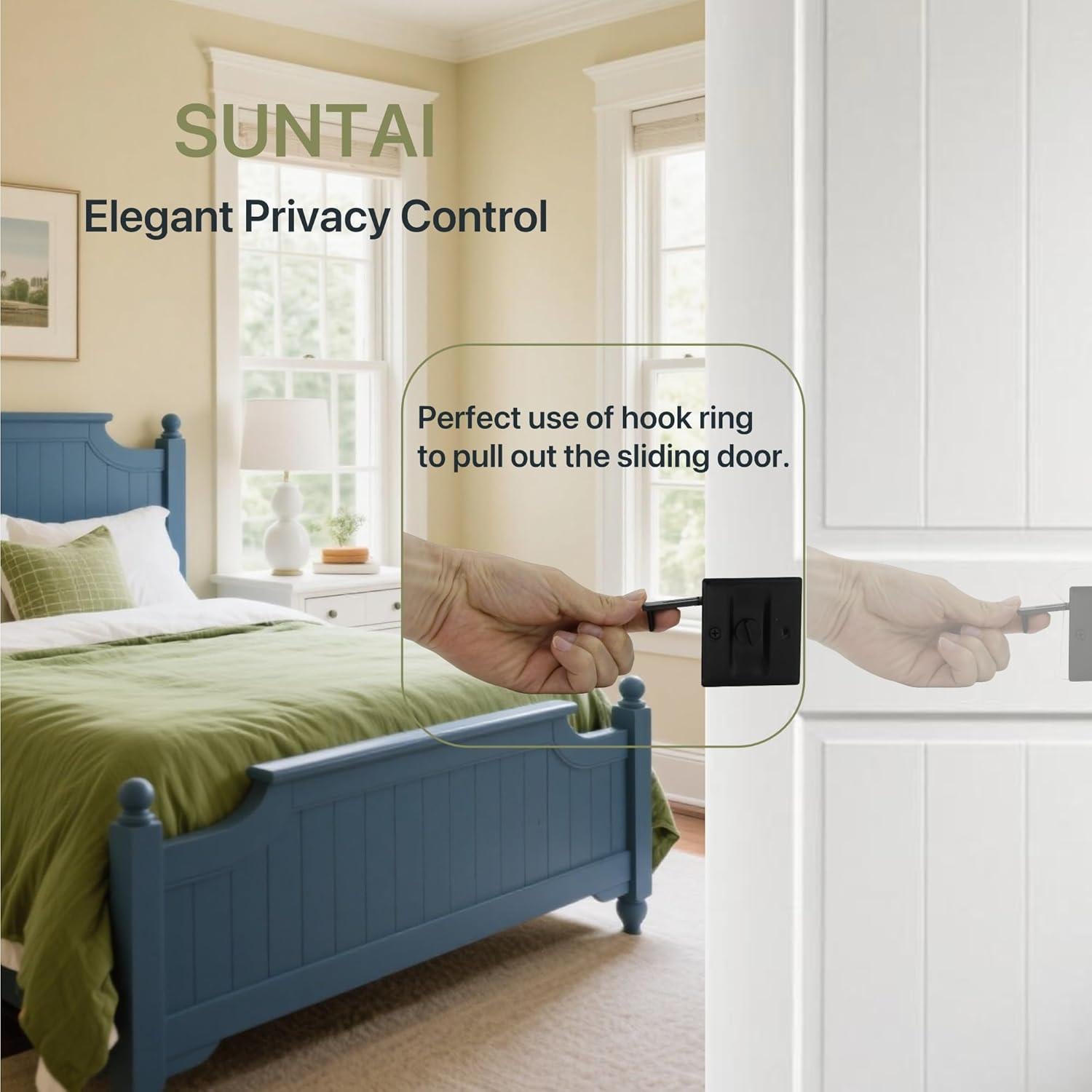 Cerradura de puerta deslizante SUNTAI de privacidad latón mate