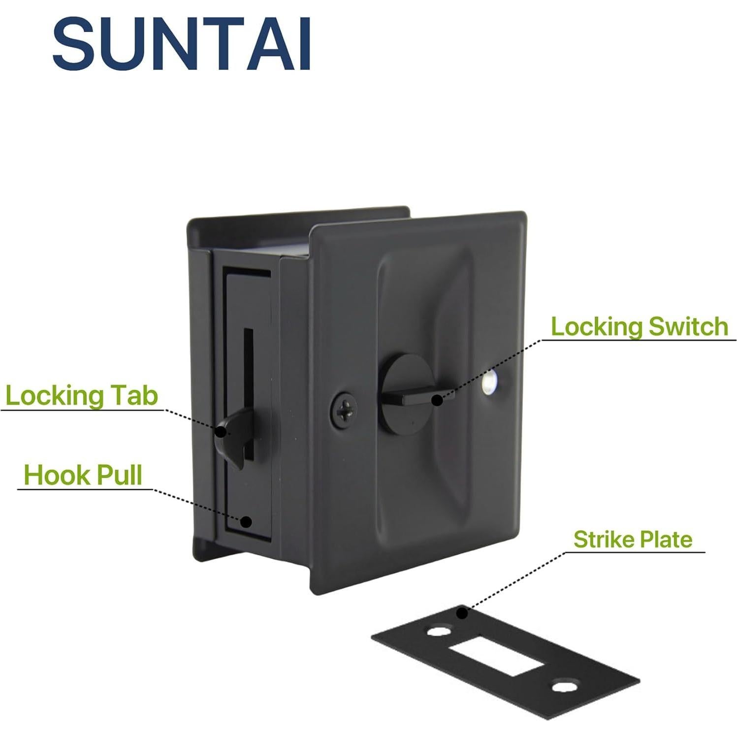 Cerradura de puerta deslizante SUNTAI de privacidad latón mate