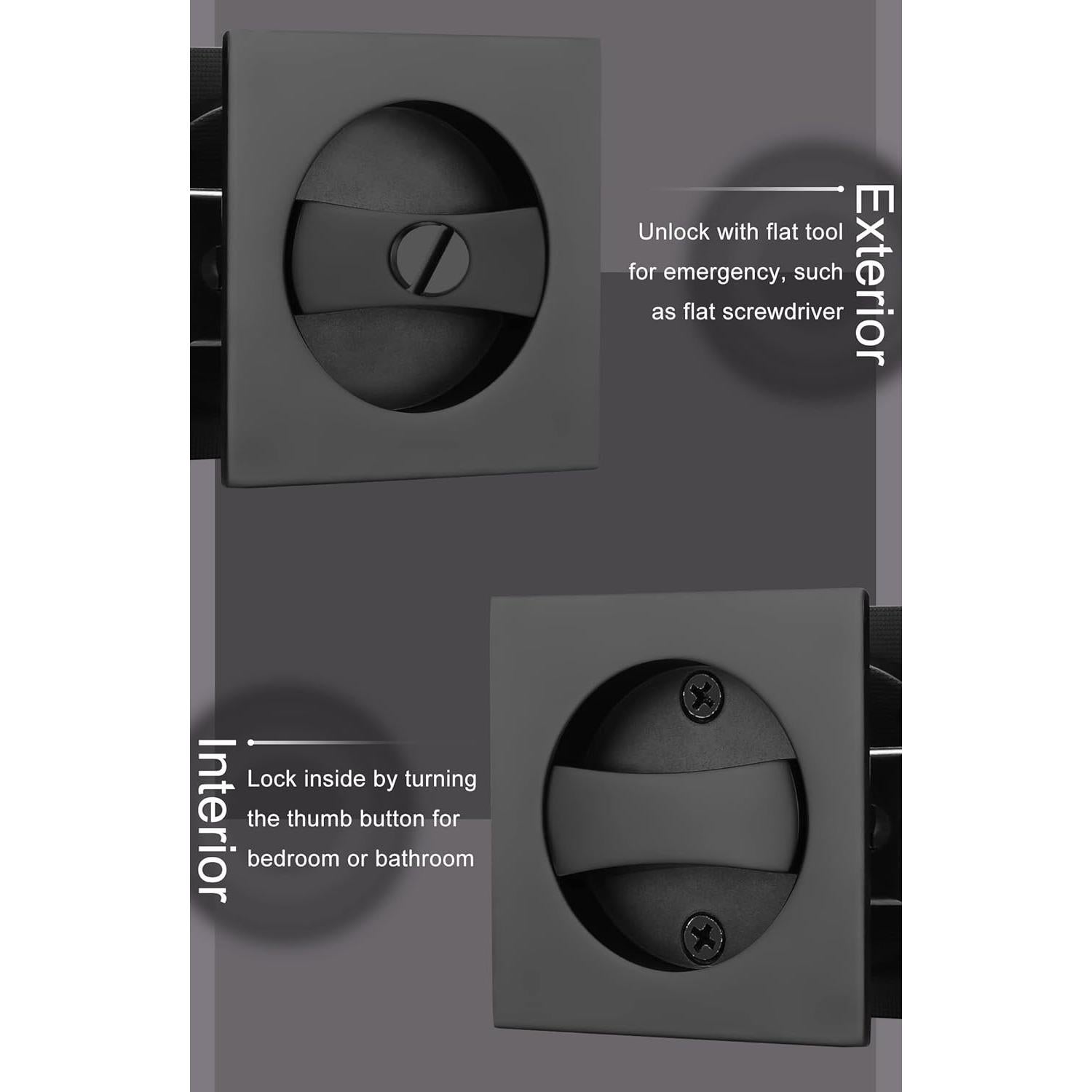 Cerradura de Puerta Corredera Goldenwarm Negro Mate 1 Paquete