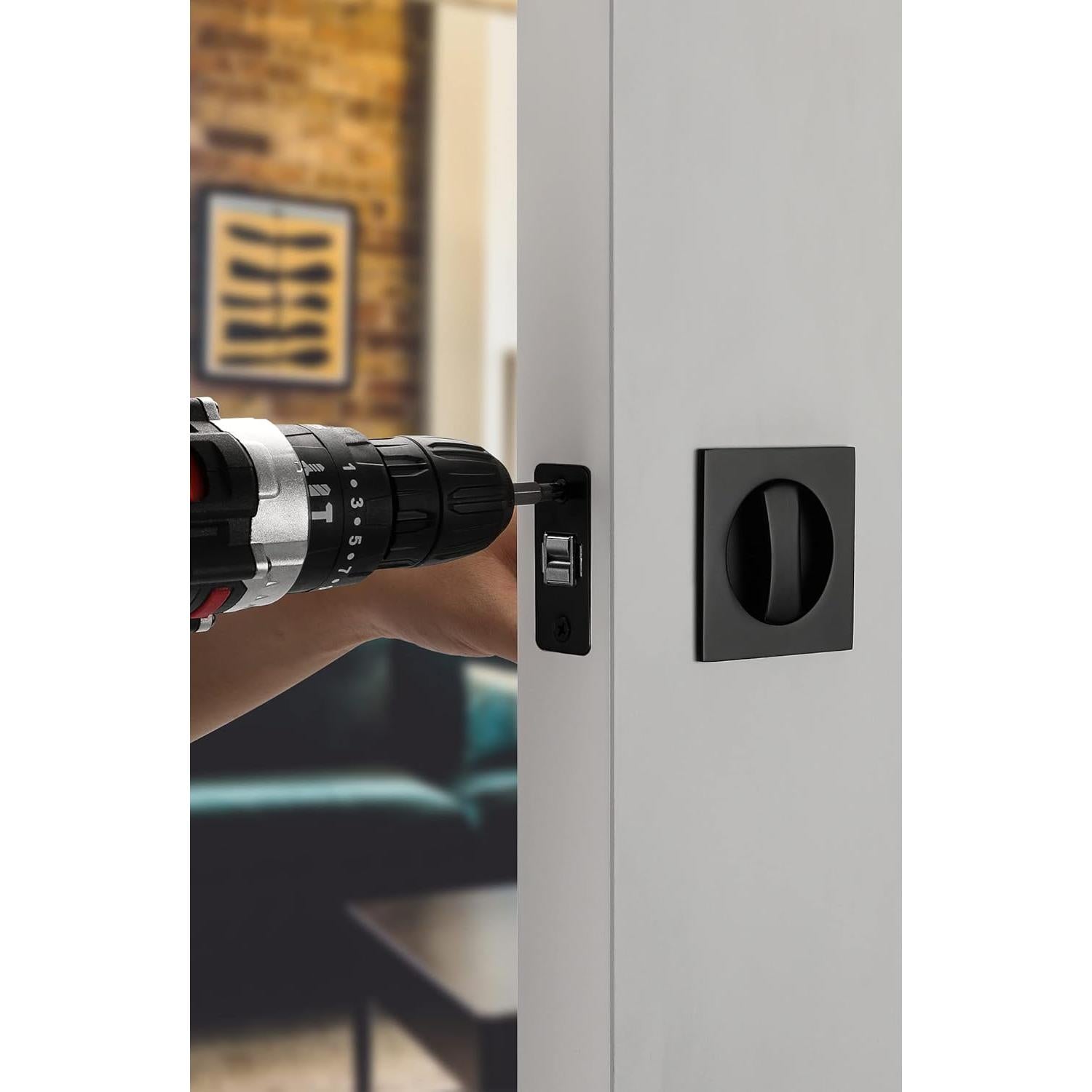 Cerradura de Puerta Corredera Goldenwarm Negro Mate 1 Paquete