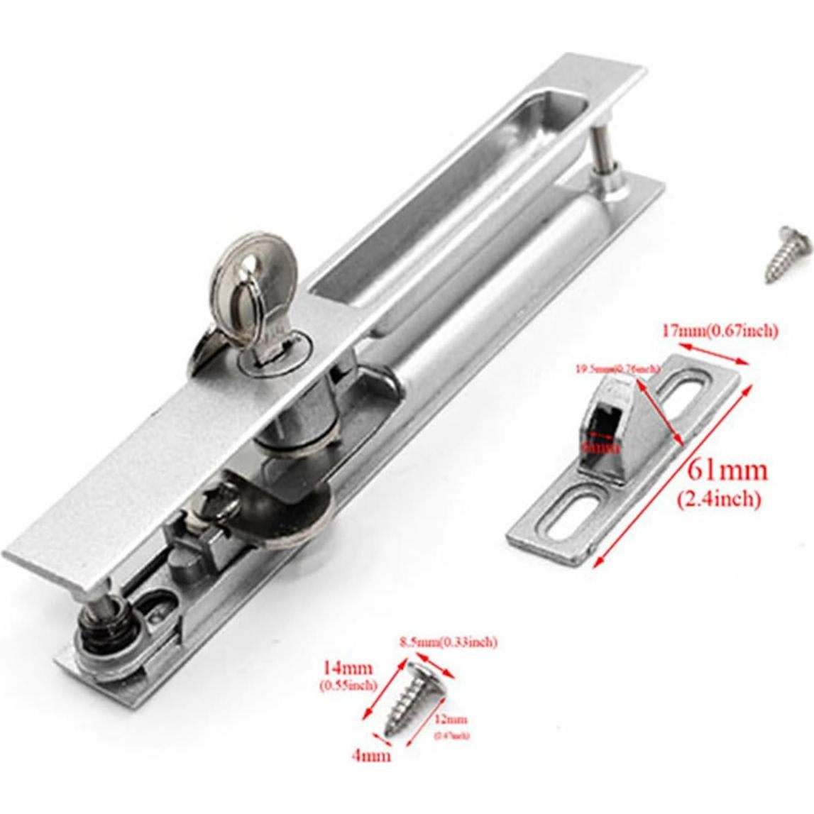 Pestillo de Puerta Corrediza Meuey Lyot Plateado 2 Pcs