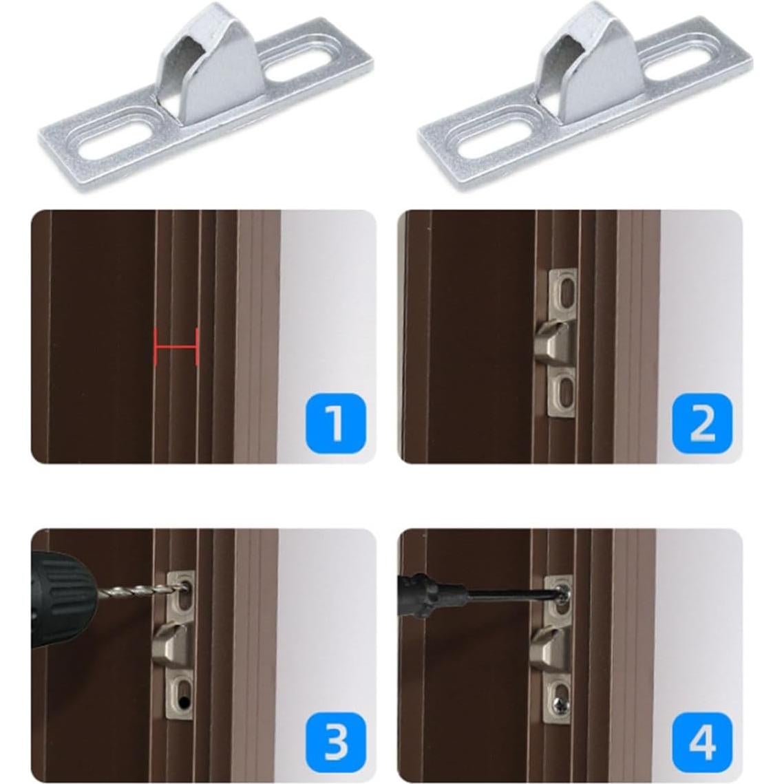 Pestillo de Puerta Corrediza Meuey Lyot Plateado 2 Pcs