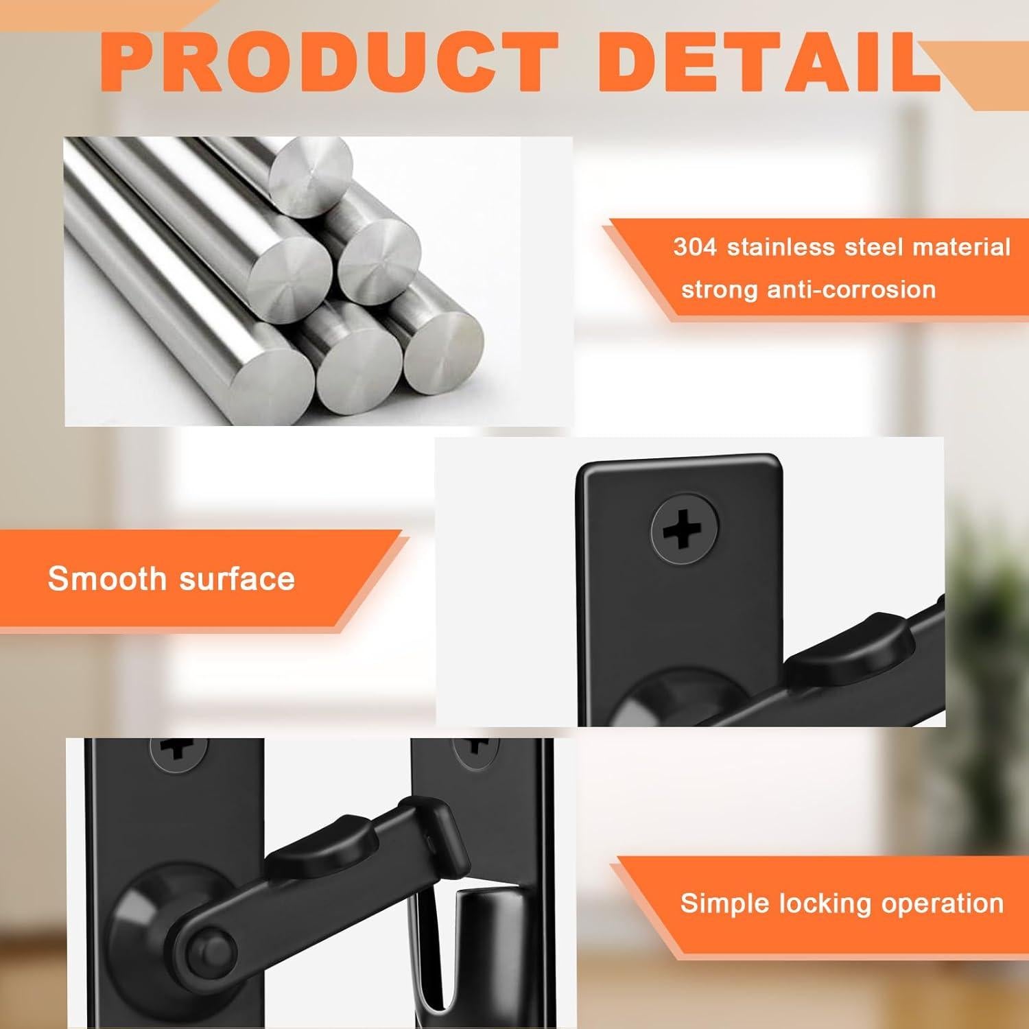 Pestillo de Puerta de Pantalla KOVOSCH 90 Grados Negro 2 Pzas