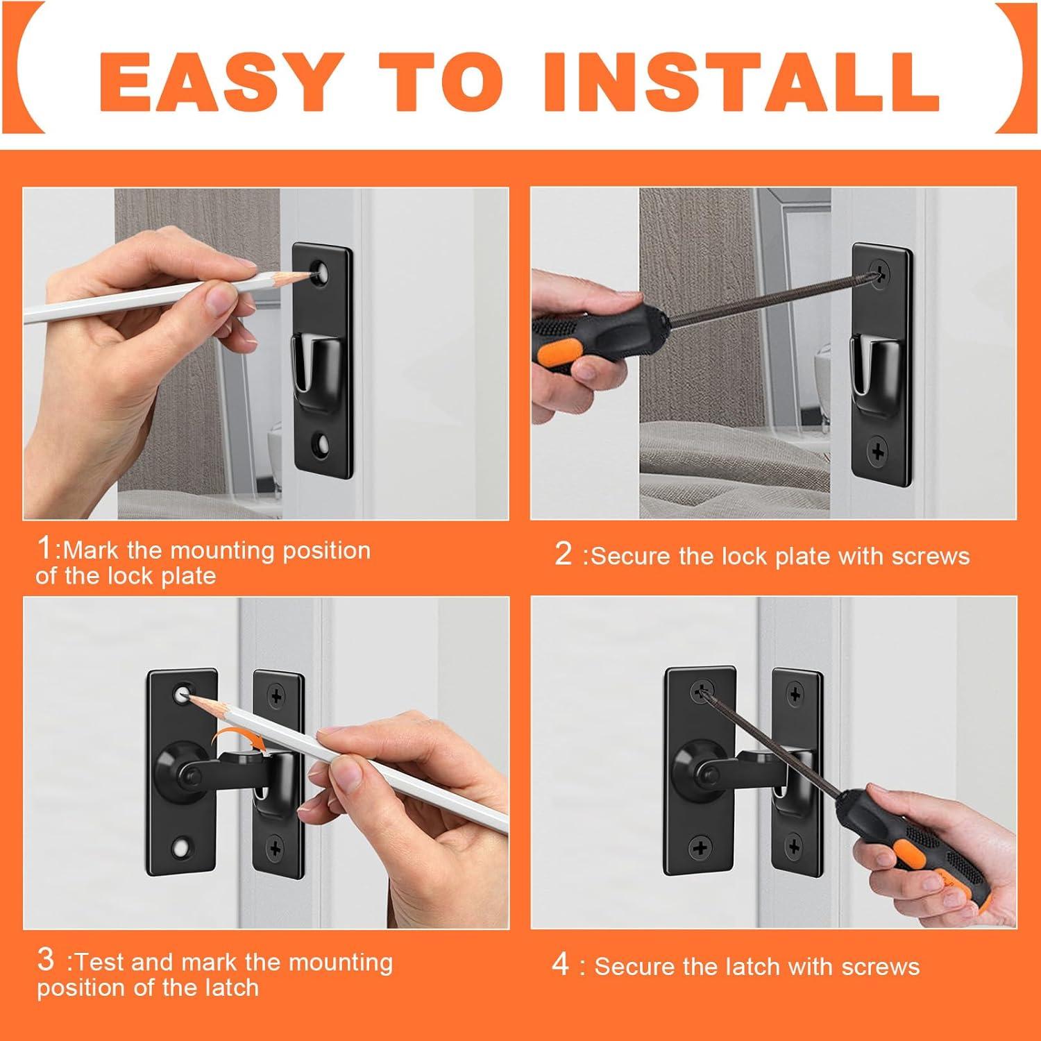 Pestillo de Puerta de Pantalla KOVOSCH 90 Grados Negro 2 Pzas