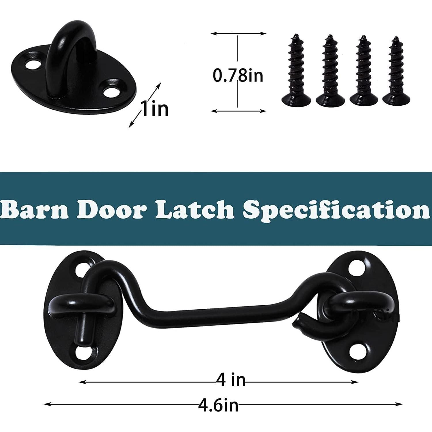 Pestillo de puerta de granero Klurent 10.16 cm metal negro 2 unidades