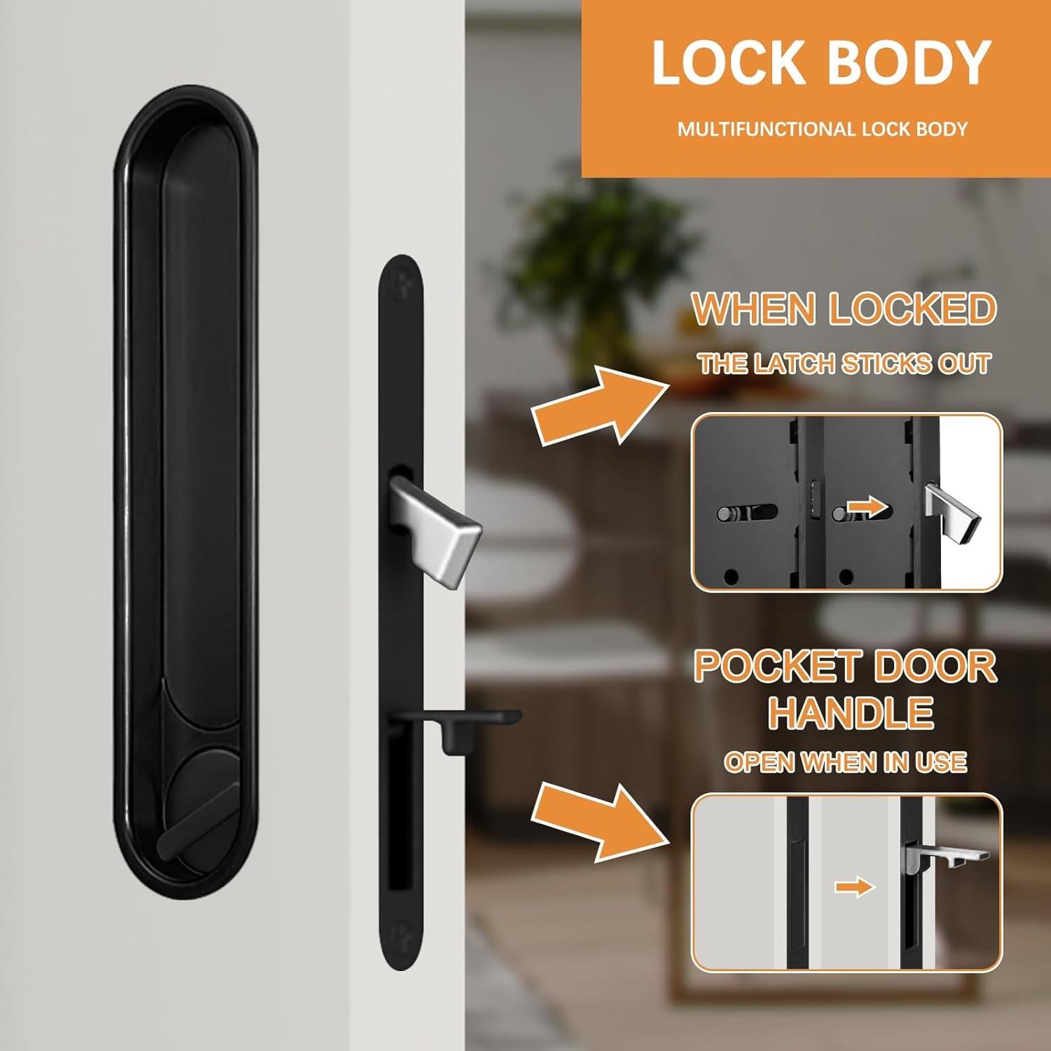 Cerradura de Puerta Corredera Youthua con Tirador Negro Circular