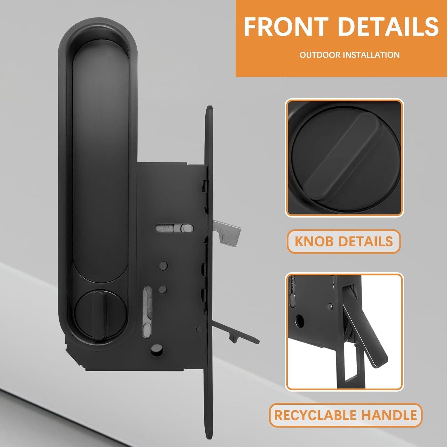 Cerradura de Puerta Corredera Youthua con Tirador Negro Circular