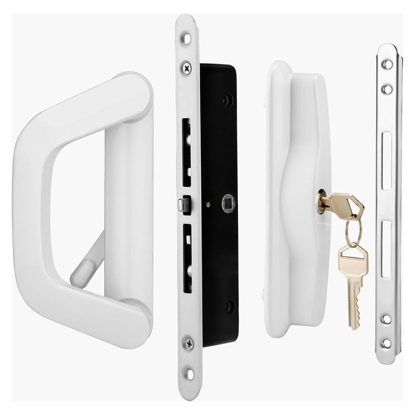 Juego de Manijas para Puerta Corrediza MaxxGeek Blanco con Cerradura