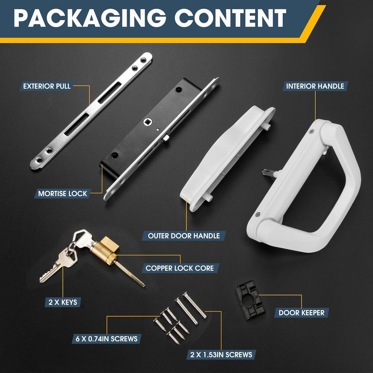 Juego de Manijas para Puerta Corrediza MaxxGeek Blanco con Cerradura