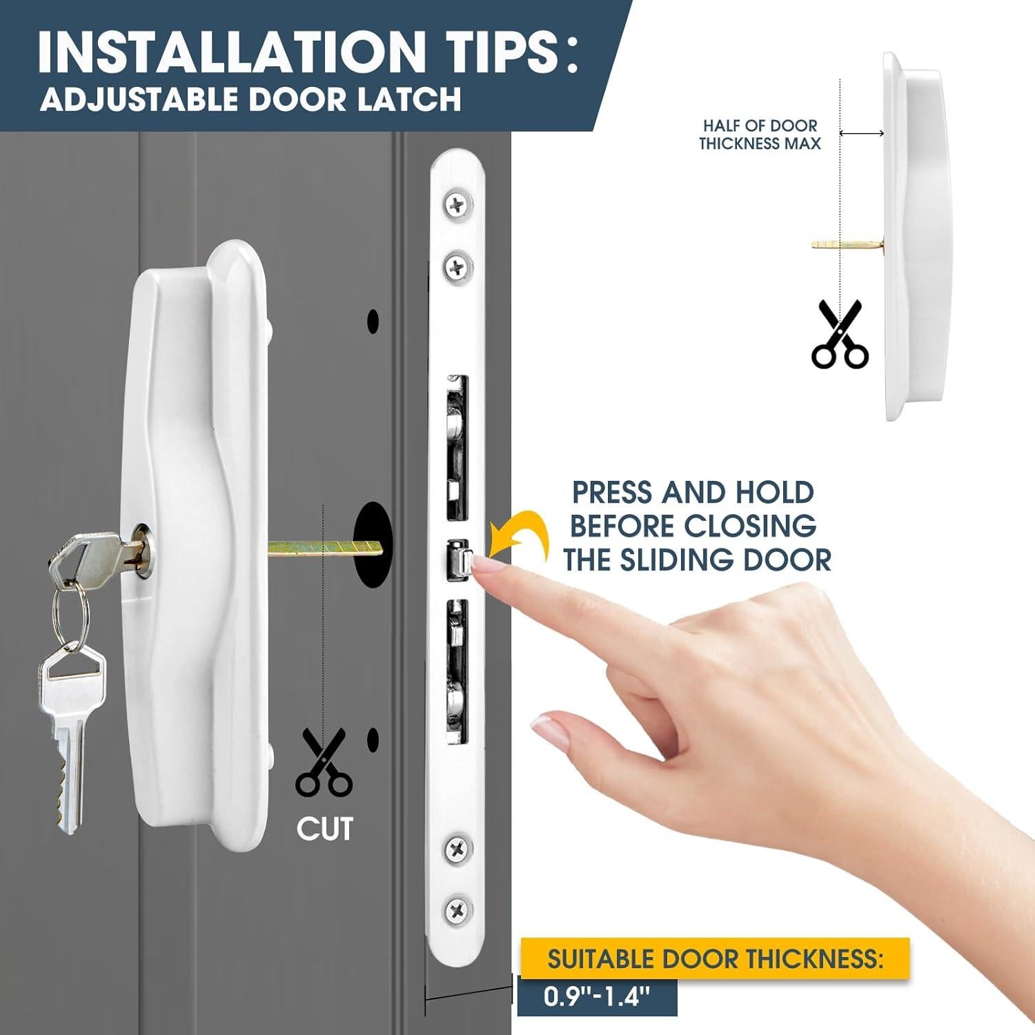 Juego de Manijas para Puerta Corrediza MaxxGeek Blanco con Cerradura