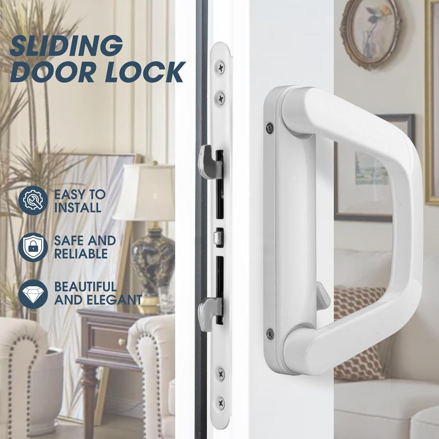 Juego de Manijas para Puerta Corrediza MaxxGeek Blanco con Cerradura