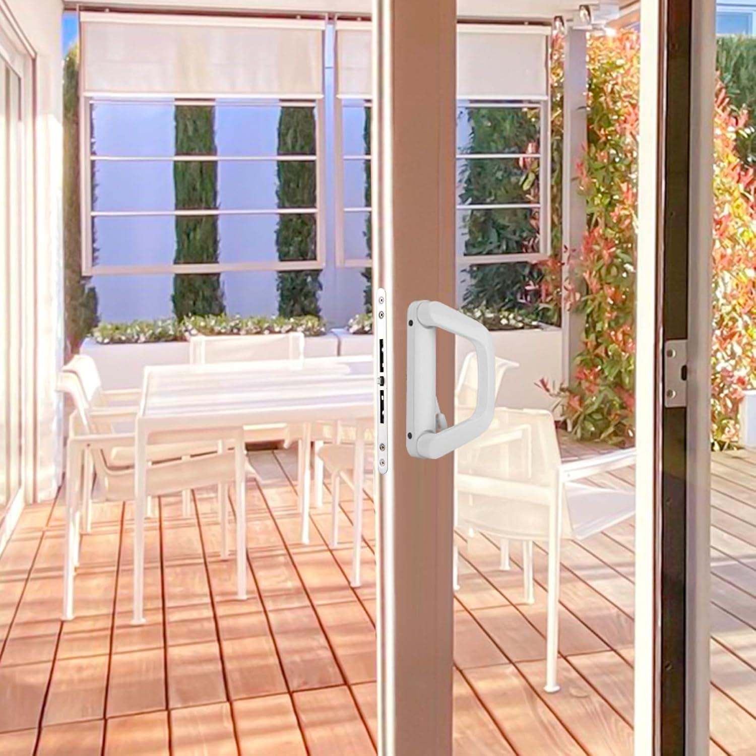 Juego de Manijas para Puerta Corrediza MaxxGeek Blanco con Cerradura