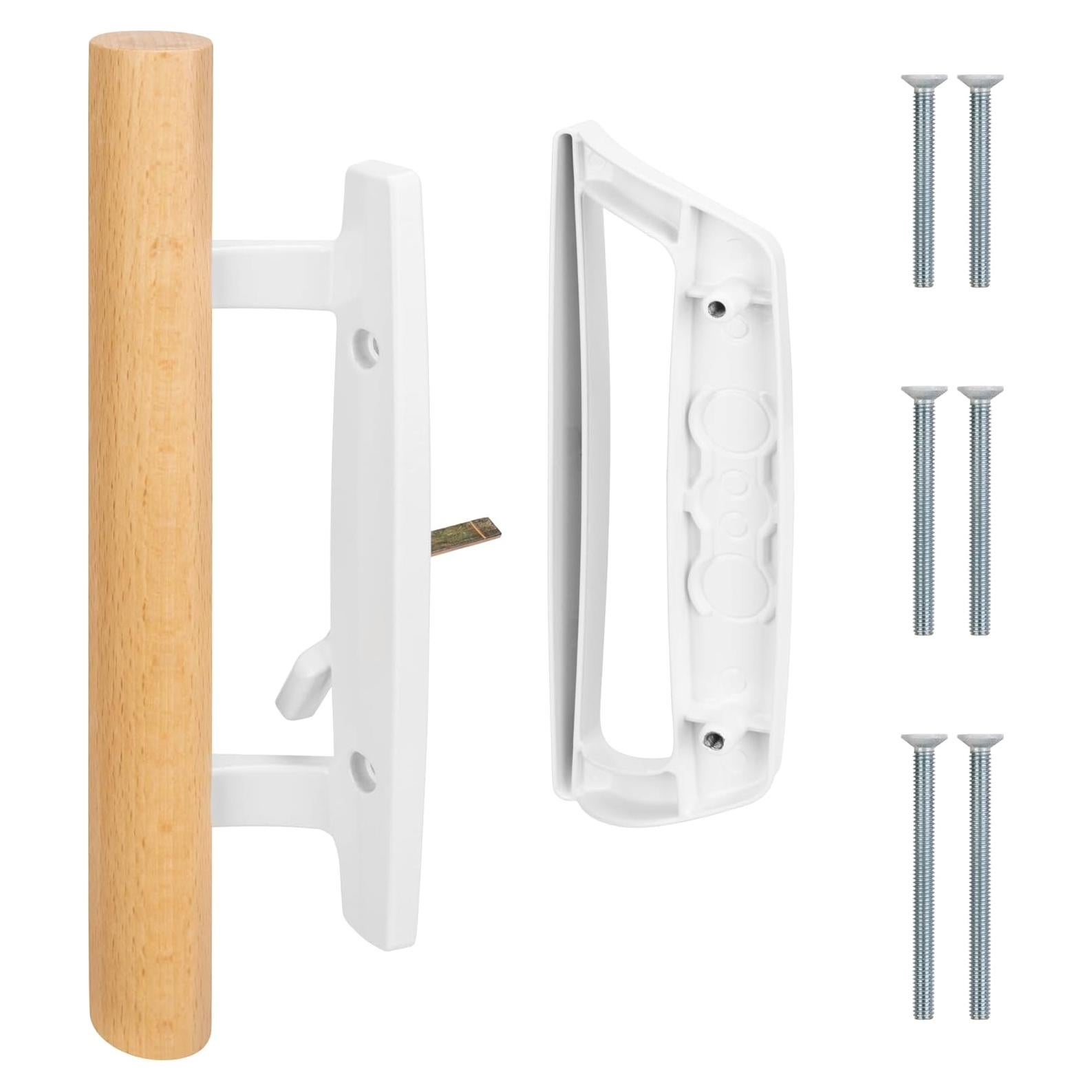 Juego de Manija de Puerta Corredera SANKINS con Pestillo Blanco