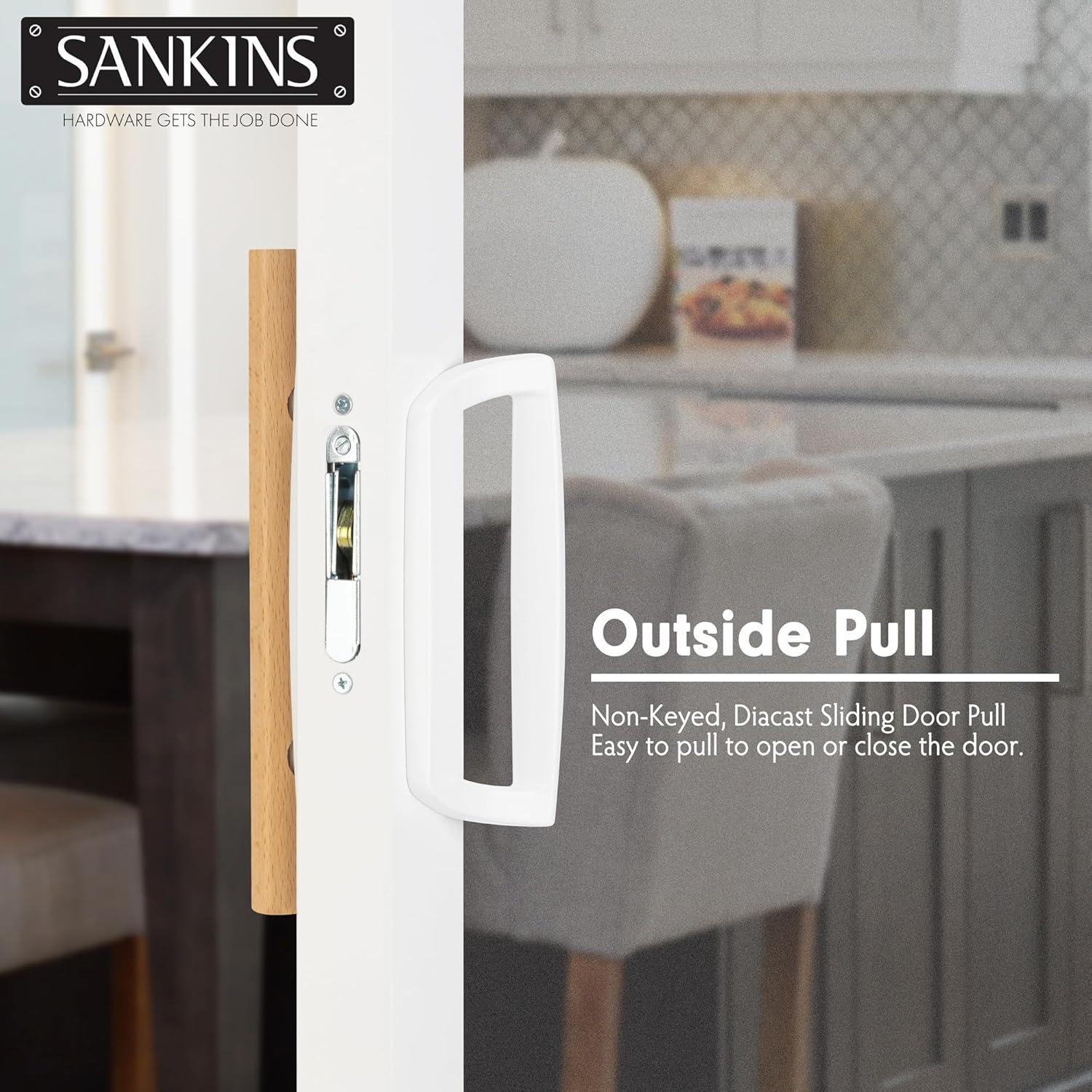 Juego de Manija de Puerta Corredera SANKINS con Pestillo Blanco