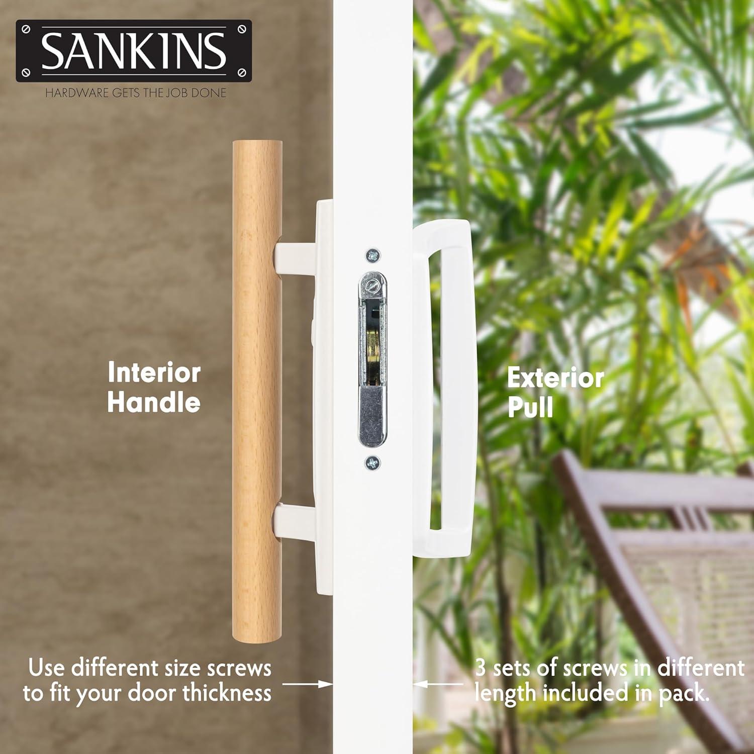 Juego de Manija de Puerta Corredera SANKINS con Pestillo Blanco