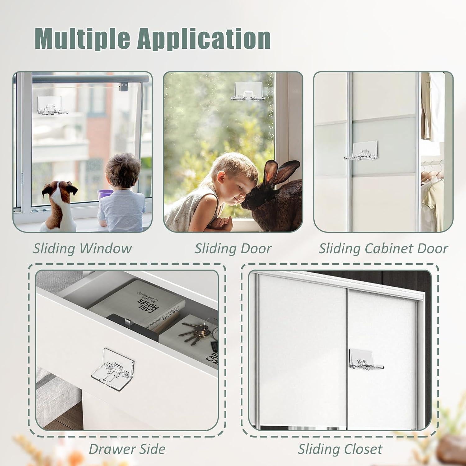 Cerraduras de Seguridad para Puertas Deslizantes Vaszu - Paquete de 4