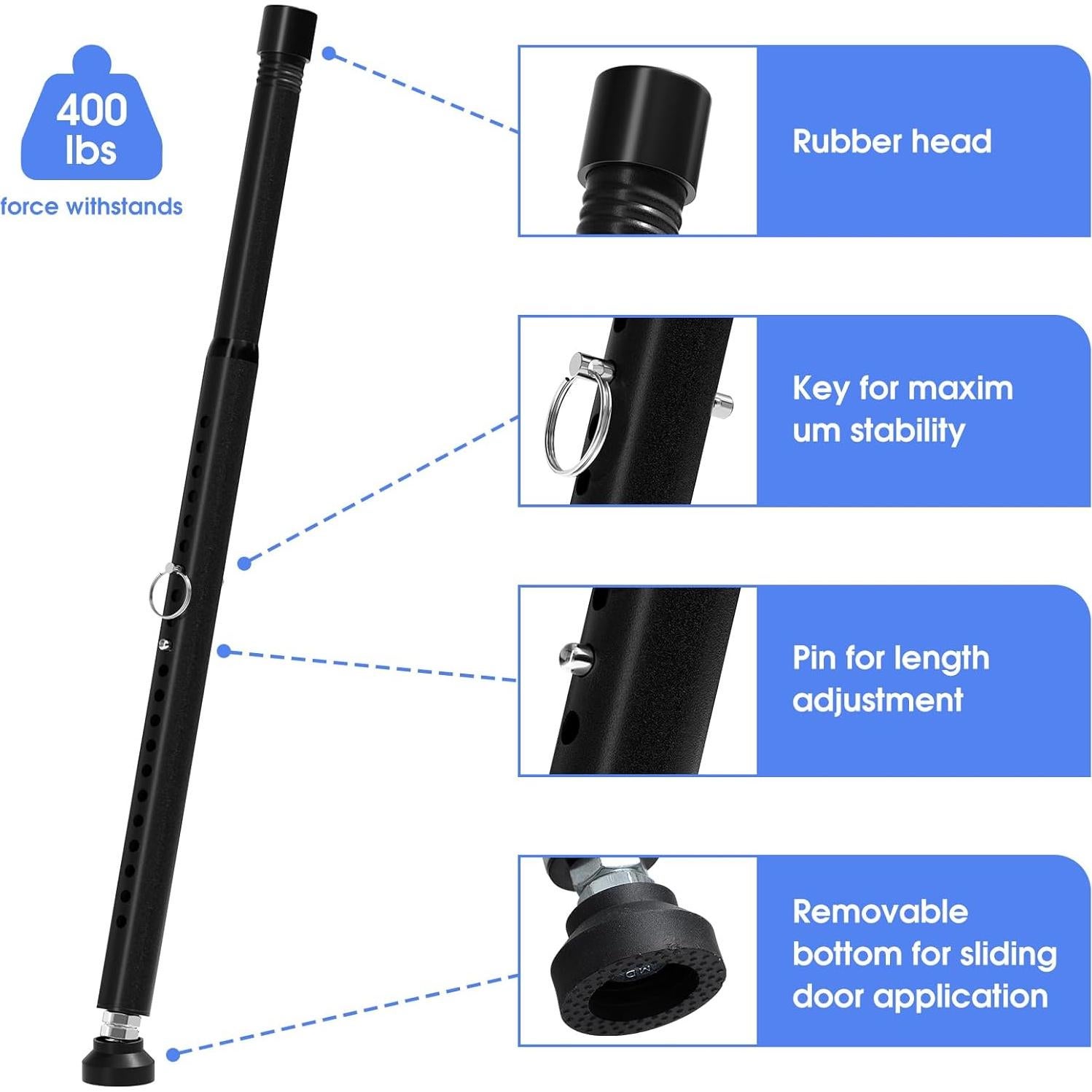 Barra de Seguridad Ajustable DEROFIT para Puertas Deslizantes 40-130 cm