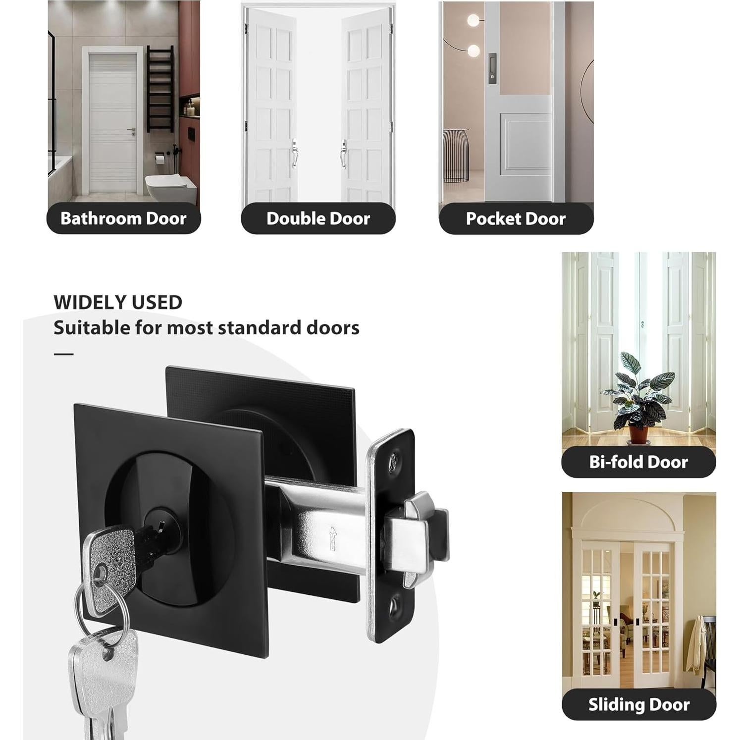 Cerradura de Puerta Pocket Malimali con Llave - Negro Mate