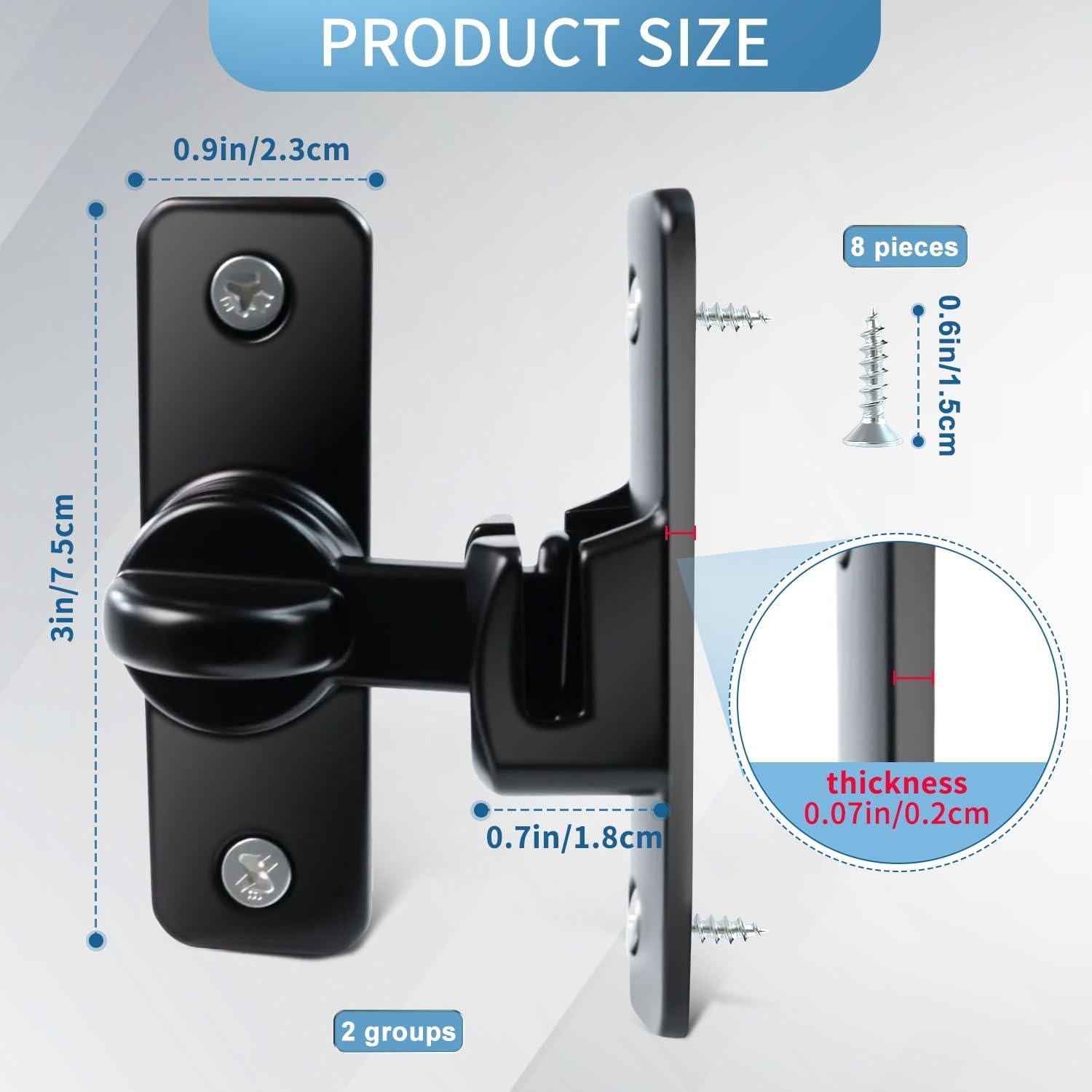 Cerradura de Puerta de Granero Quadafy 90/180° Negra 2 Pcs