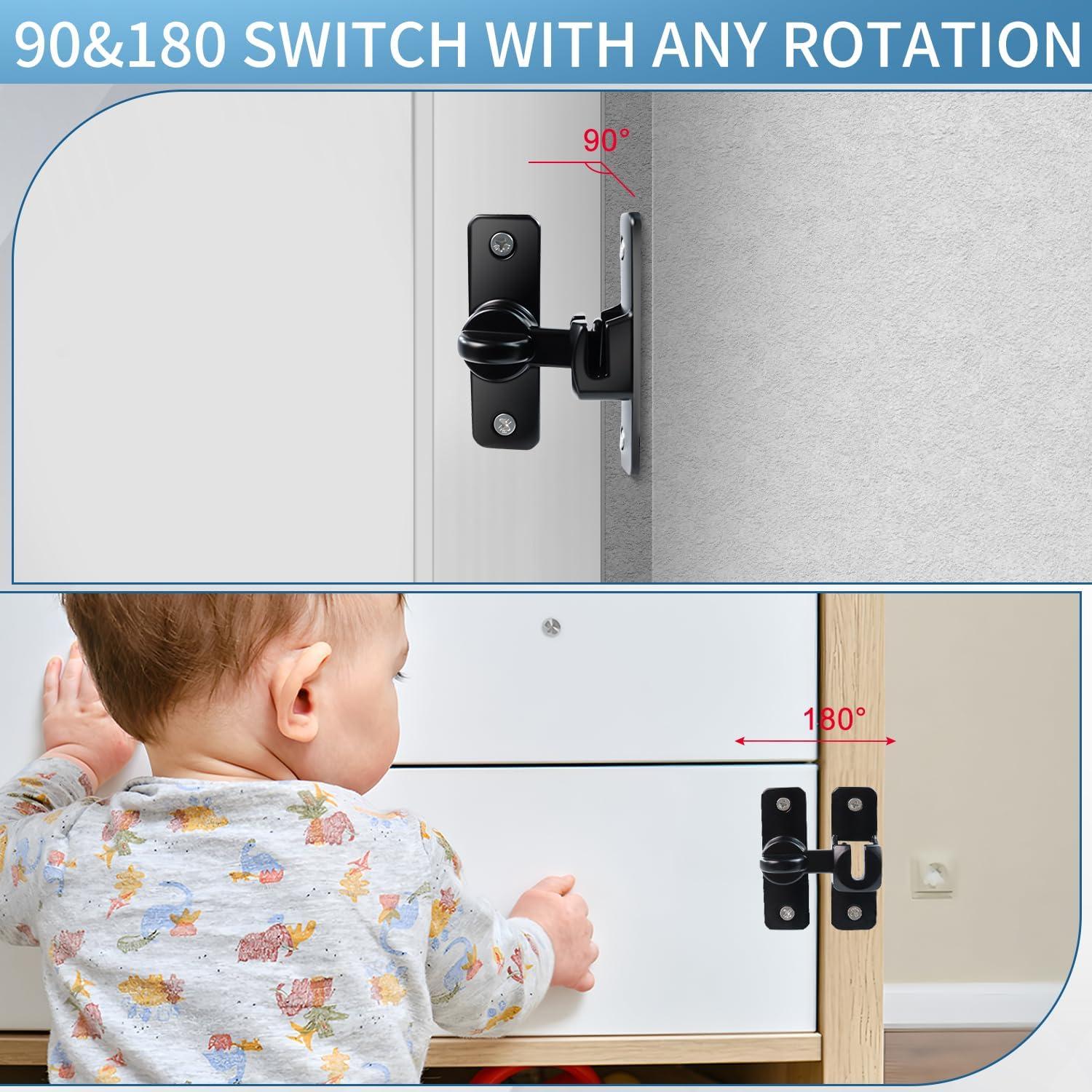 Cerradura de Puerta de Granero Quadafy 90/180° Negra 2 Pcs