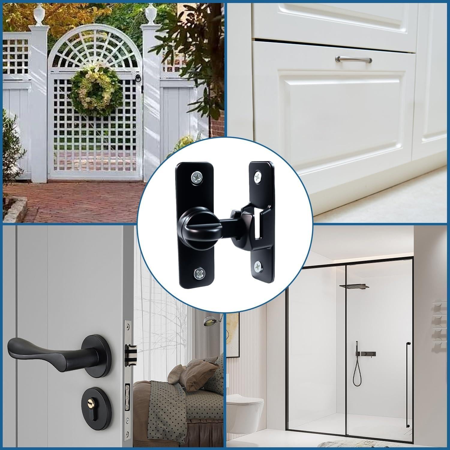 Cerradura de Puerta de Granero Quadafy 90/180° Negra 2 Pcs