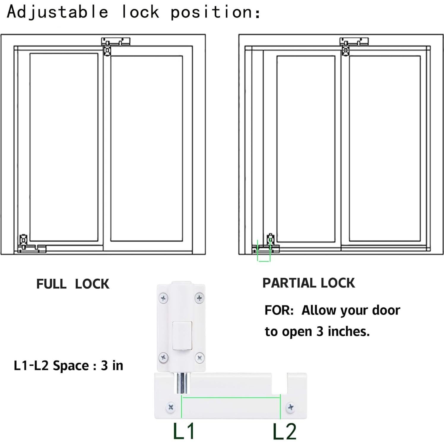 Cerradura de Seguridad para Puerta Corredera Lubentol 2 Pcs