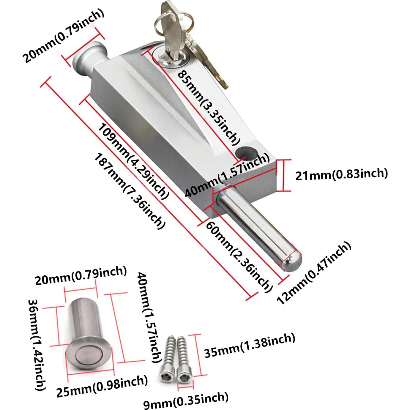 Cerradura de Puerta Deslizante PINGPINGXIE con Llave - Plata