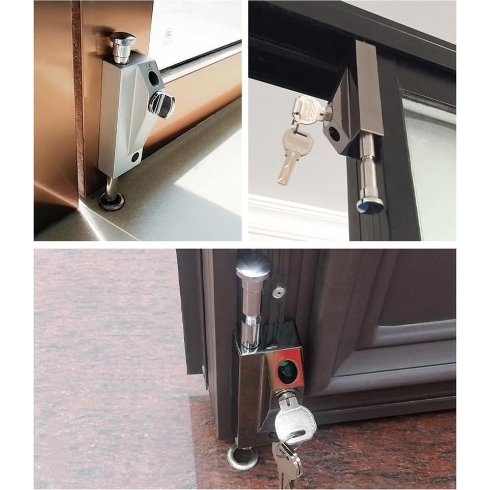 Cerradura de Puerta Deslizante PINGPINGXIE con Llave - Plata