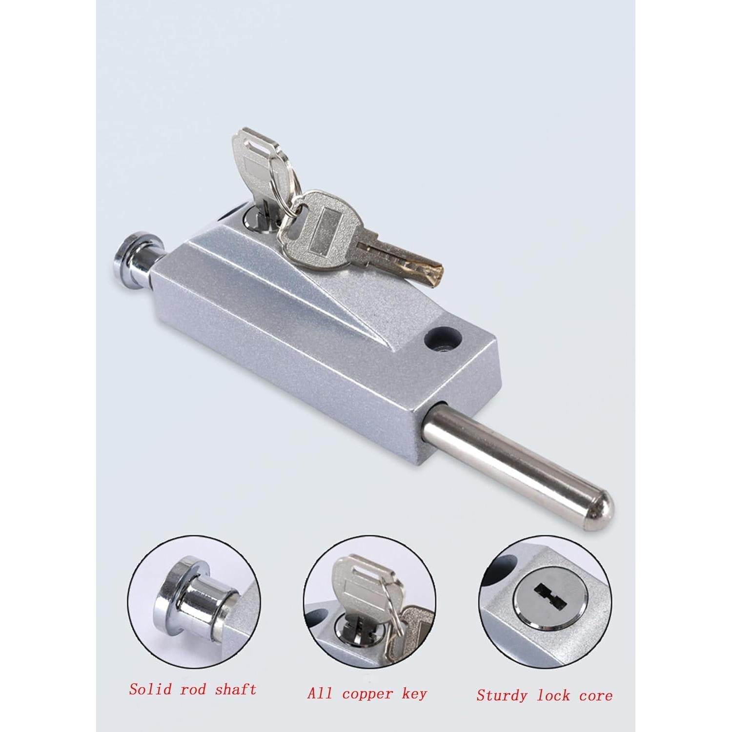 Cerradura de Puerta Deslizante PINGPINGXIE con Llave - Plata