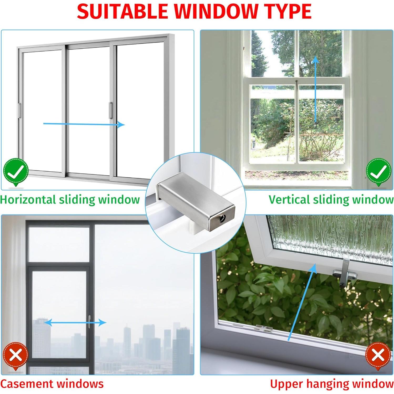 Cerraduras de Ventana Deslizante Acero Inoxidable 4 Pcs