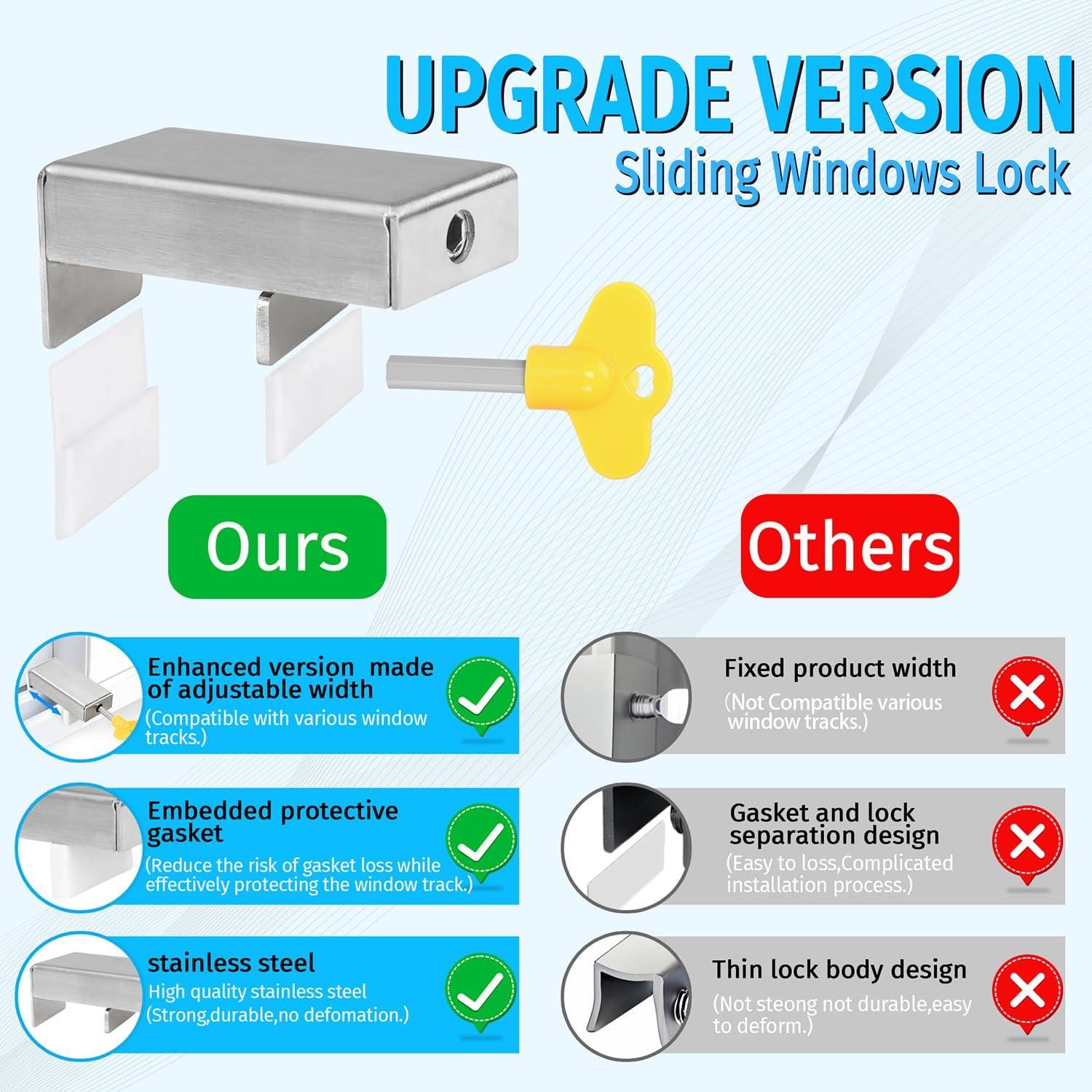 Cerraduras de Ventana Deslizante Acero Inoxidable 4 Pcs