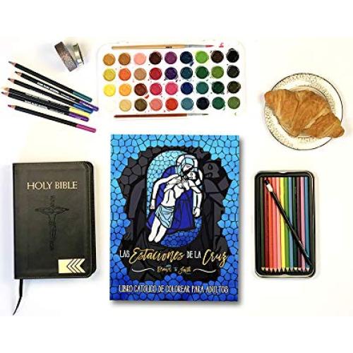 Las Estaciones De La Cruz: Libro Catolico De Colorear Para Adultos (Spanish Edition)