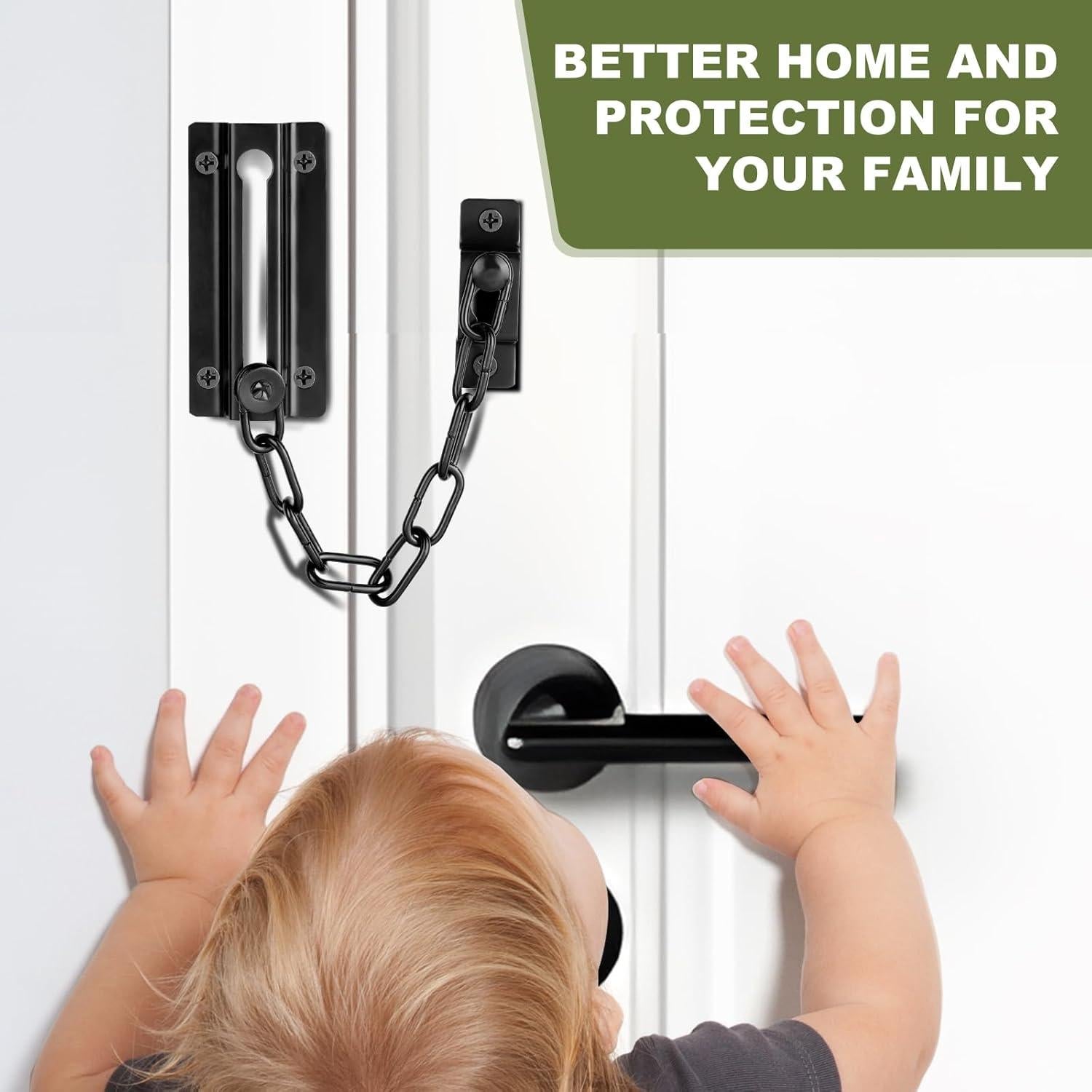 Cerradura de Cadena de Seguridad Fitoon para Puerta Negra - 2 Piezas