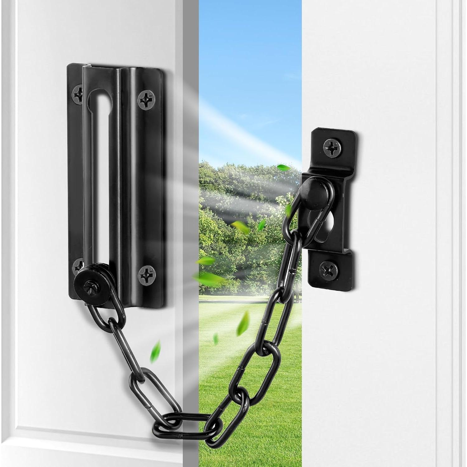 Cerradura de Cadena de Seguridad Fitoon para Puerta Negra - 2 Piezas