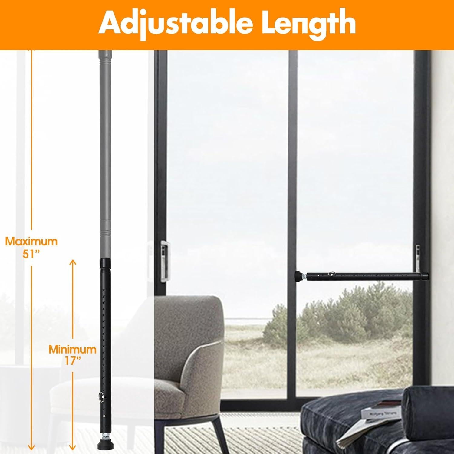 Barra de Seguridad Ajustable EUIJOIP para Puertas y Ventanas 43-130 cm