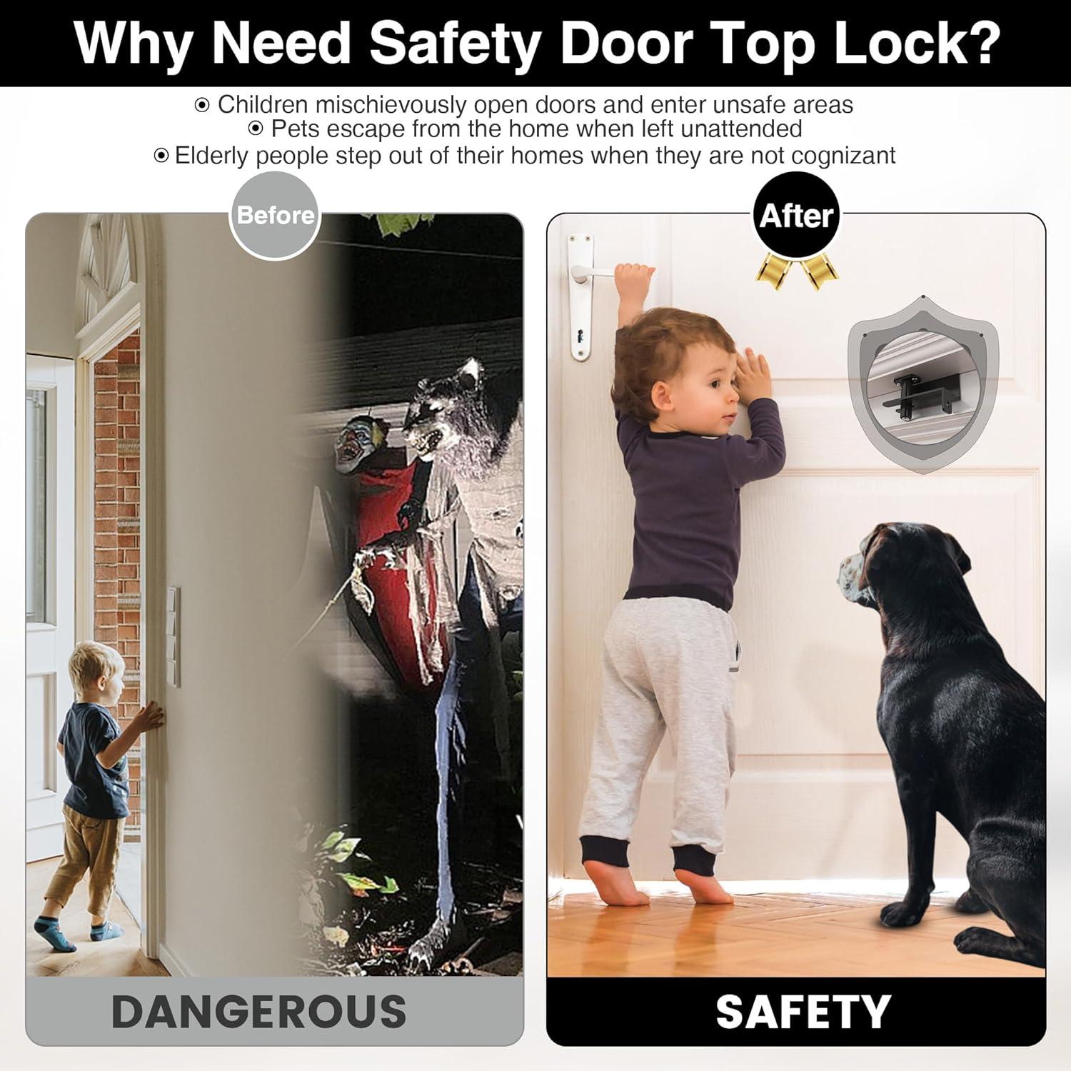 Cerradura Superior Ajustable de Seguridad para Niños - Negra