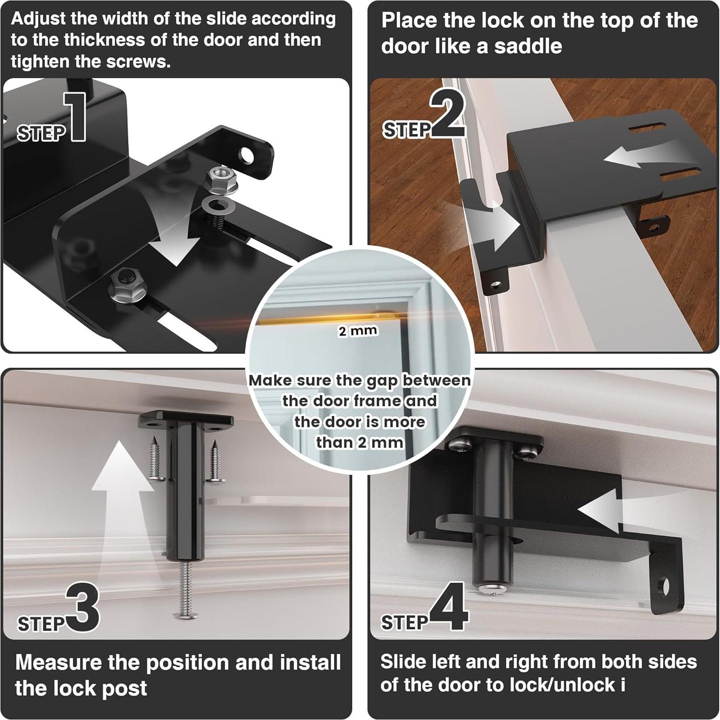 Cerradura Superior Ajustable de Seguridad para Niños - Negra