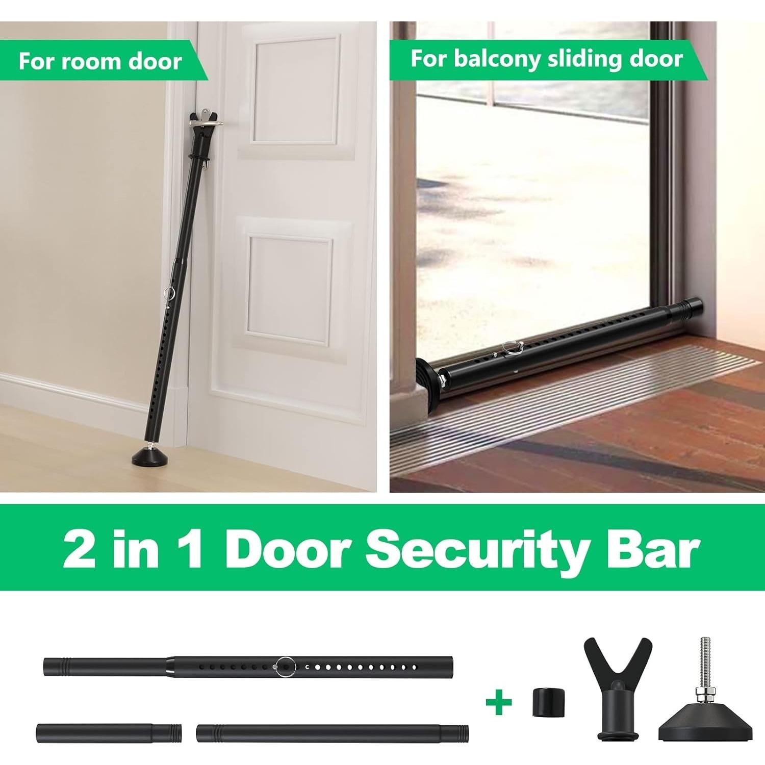 Barra de Seguridad Ajustable Lcokeiy para Puertas Deslizantes - 2 Piezas