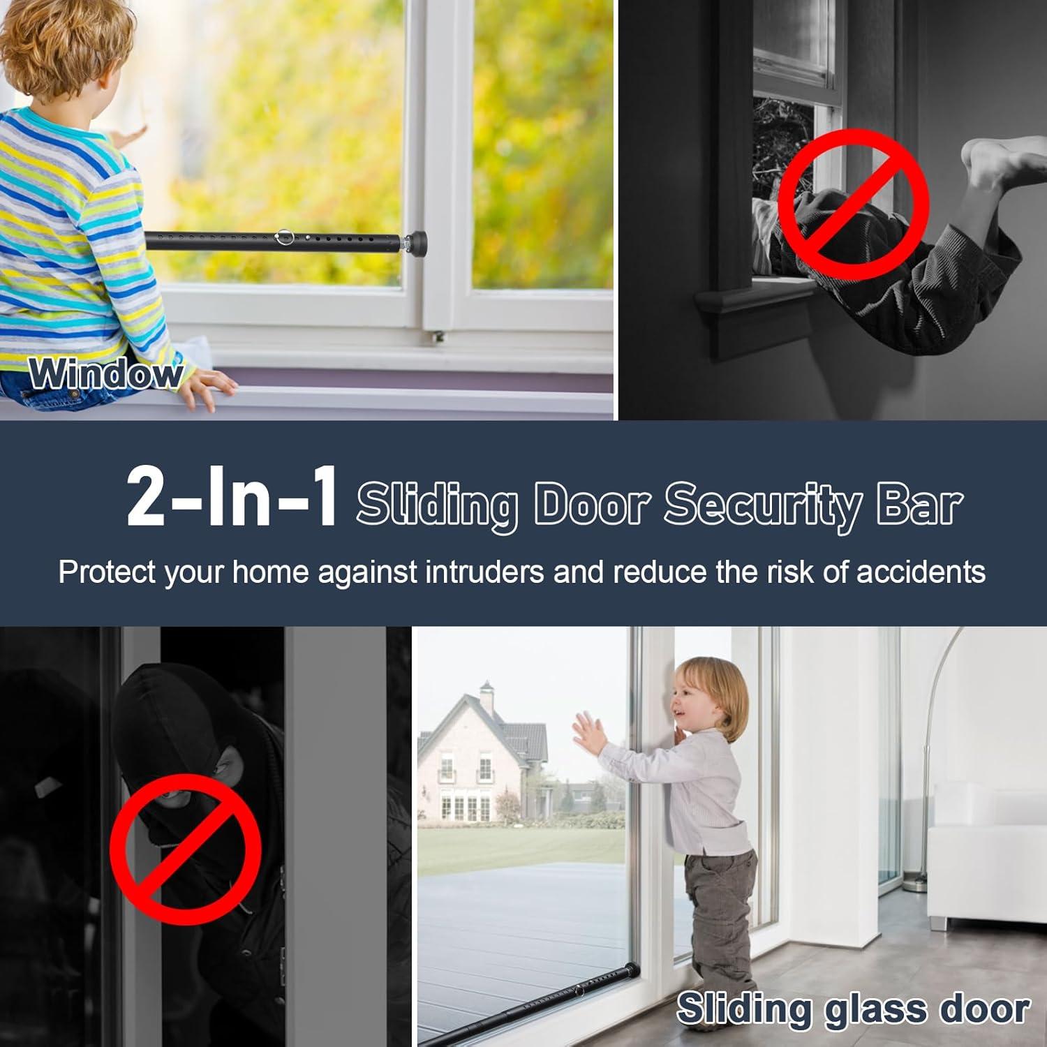 Barra de Seguridad Ajustable USDeikour para Puertas y Ventanas