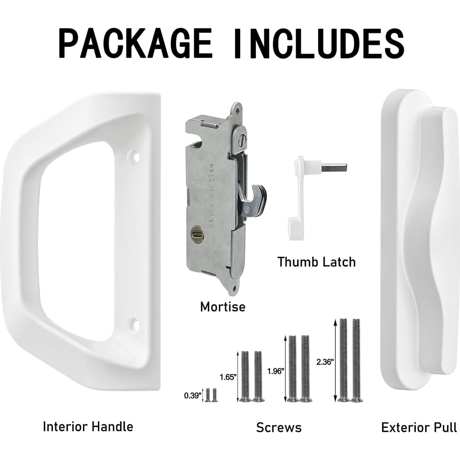 Juego de Manija de Puerta Deslizante AIsecure Blanco Sin Llave