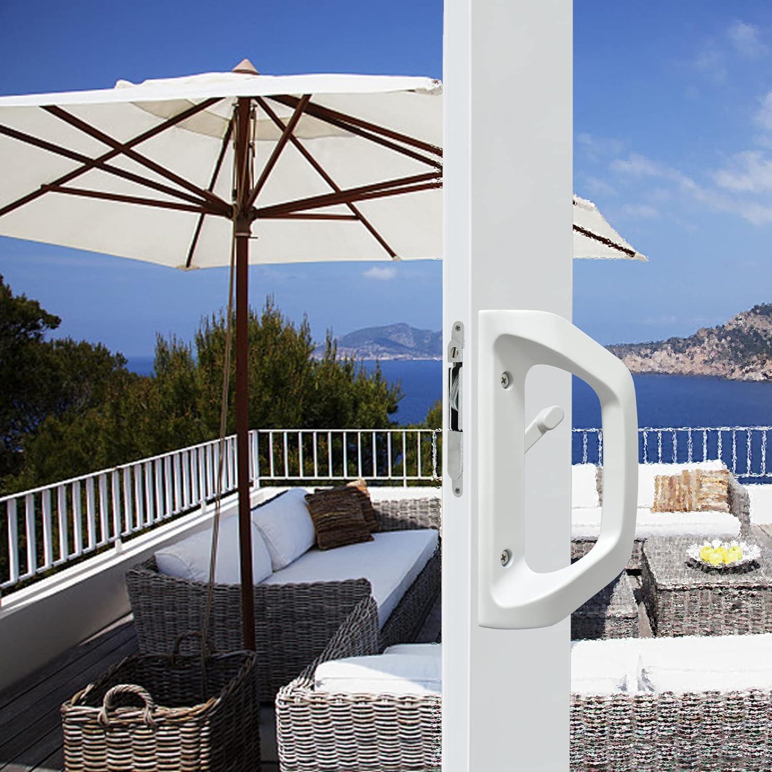 Juego de Manija de Puerta Deslizante AIsecure Blanco Sin Llave