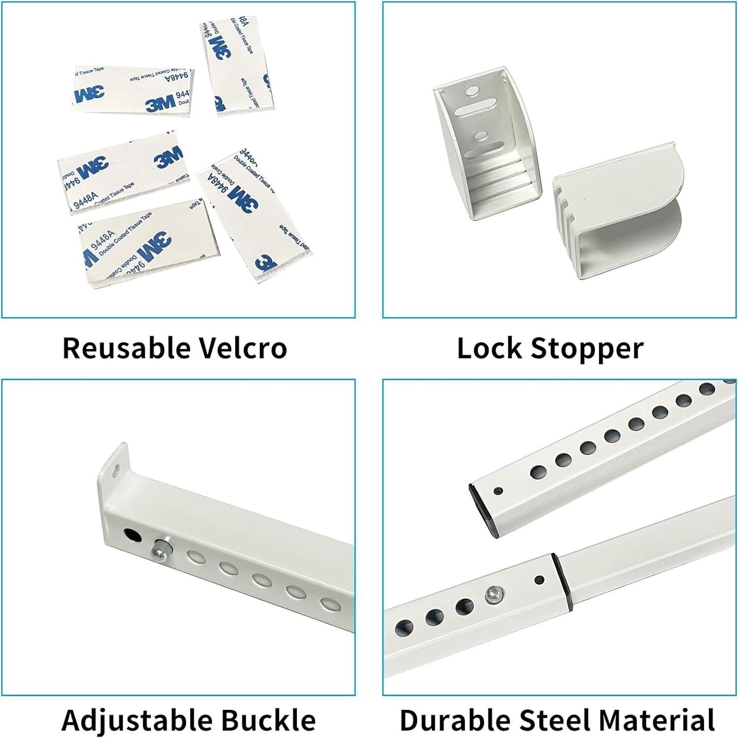 Barra de Seguridad Ajustable Fioracl para Puertas y Ventanas 36.8-94 cm