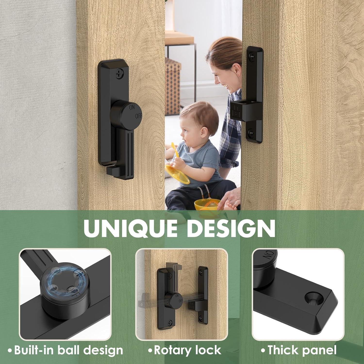 Cerradura Deslizante de Puerta Mixizigoz 90/180 Grados Zinc Negro