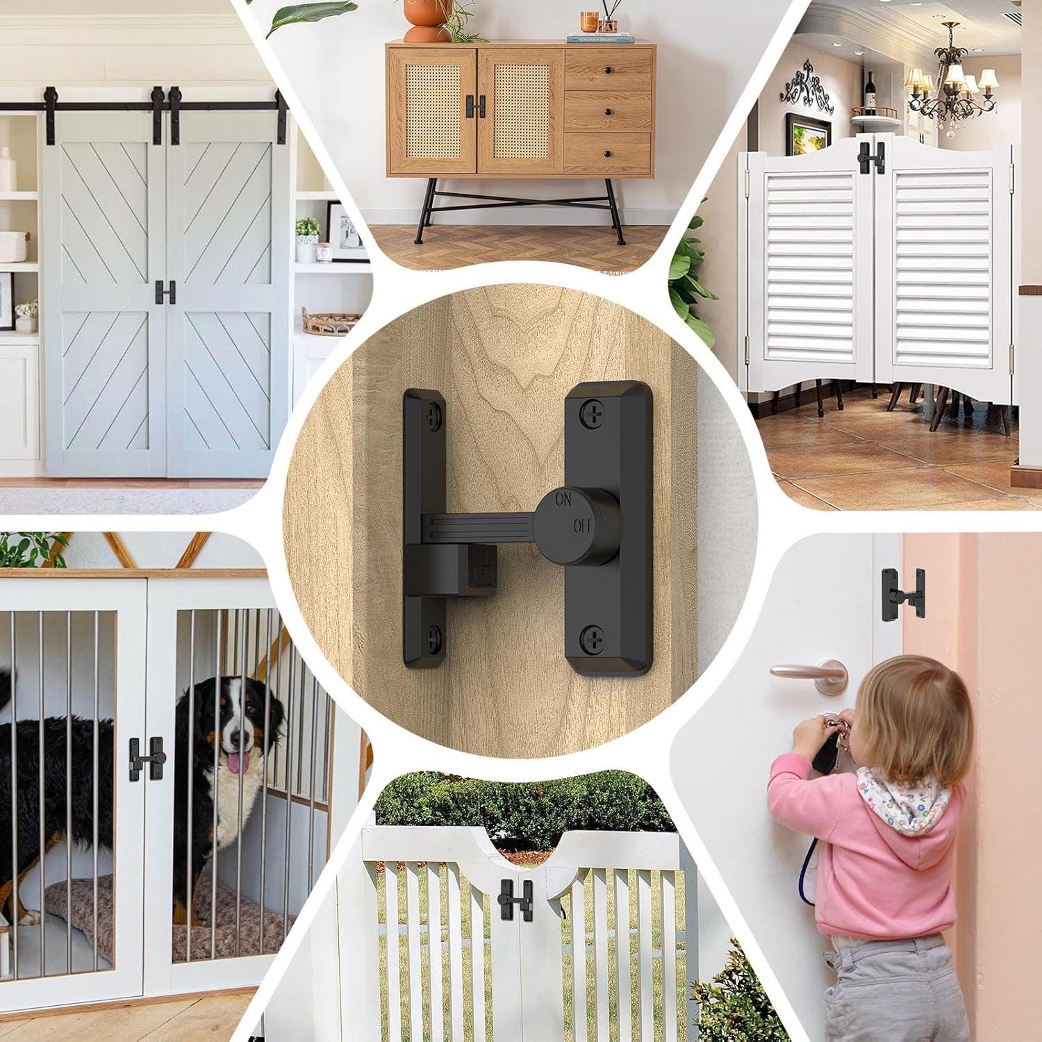 Cerradura Deslizante de Puerta Mixizigoz 90/180 Grados Zinc Negro