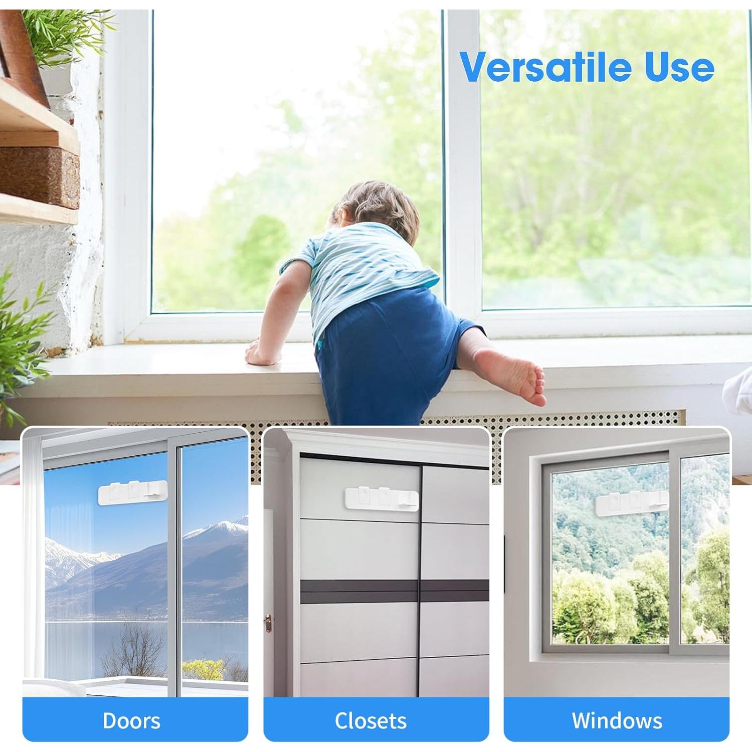 Juego de 4 Cerraduras de Seguridad para Puertas Corredizas QH1-203