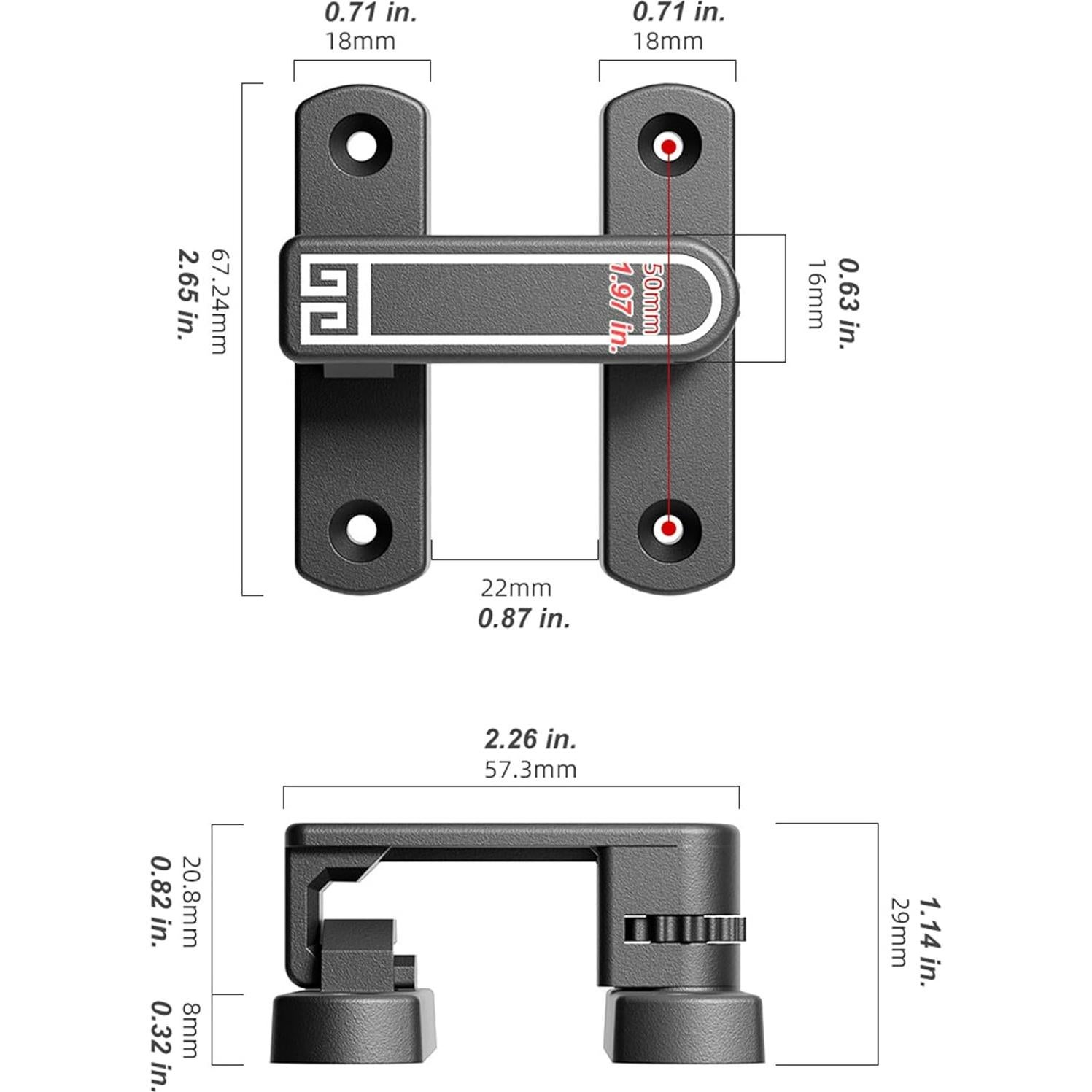 Cerradura de Pestillo Ajustable ETEKJOY para Puertas 90/180°